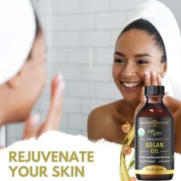 Argan Oil - 100% Pure Argan Oil for Hair, Face, Skin & Nails (4oz) - USDA Certified Organic Argan Oil of Morocco, Cold Pressed, Vegan, Non-GMO, Unfiltered & Natural Anti-Aging Moisturizer