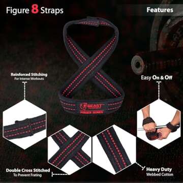 Beastpowergear Figure 8 Strap | Heavy Duty Deadlift Weight Lifting Power Wrist Strap | Weightlifting...