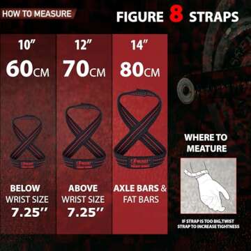 Beastpowergear Figure 8 Strap | Heavy Duty Deadlift Weight Lifting Power Wrist Strap | Weightlifting Powerlifting Shrugs Workout Men Women (Black/Red, Medium 12” (Up to 8.5 Wrist Circumference))