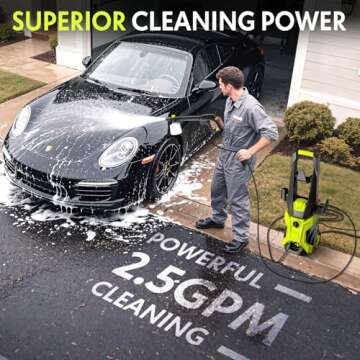 Electric Pressure Washer - 2.5 GPM Portable Lightweight Power Washer with 4 Quick-Connect Nozzles & ...