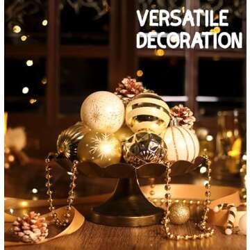 NoelNest Christmas Ball Ornaments Set, 40ct White and Gold Shatterproof Christmas Tree Decorations Ball Ornaments, Elegant Hanging Ornaments for Xmas Trees Holiday Party Decor