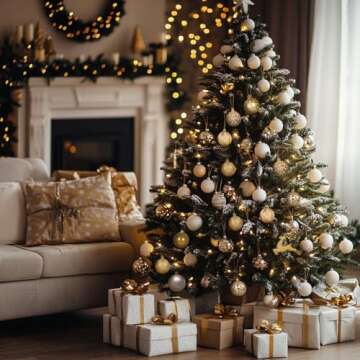 NoelNest Christmas Ball Ornaments Set, 40ct White and Gold Shatterproof Christmas Tree Decorations Ball Ornaments, Elegant Hanging Ornaments for Xmas Trees Holiday Party Decor