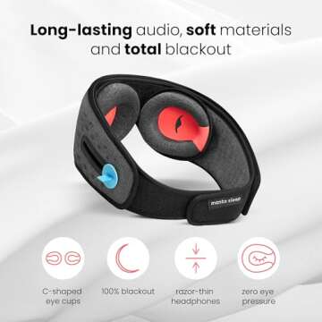 Manta Sound Sleep Mask with Bluetooth Headphones, 100% Blackout Eye Mask for Sleeping, Adjustable Fi...