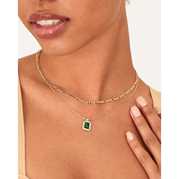 Elegant PAVOI Gold Layered Necklace with Malachite Gemstone