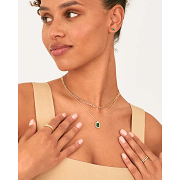 Elegant PAVOI Gold Layered Necklace with Malachite Gemstone