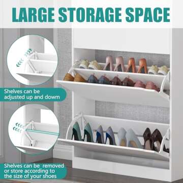 Stylish Wodeer Shoe Cabinet - 3 Flip Drawers for Entryway
