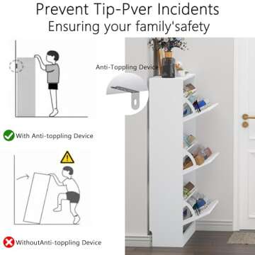 Stylish Wodeer Shoe Cabinet - 3 Flip Drawers for Entryway