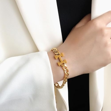 Stylish 18K Gold Plated Cuban Link Bracelet for Women