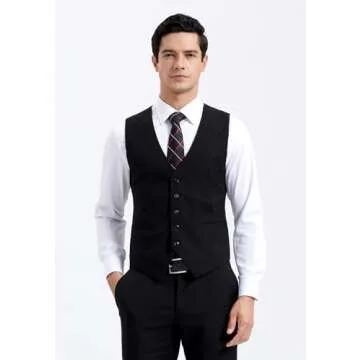 HISDERN Men's Suit Vest Black Vest Lightweight Formal Dress Vest Business Tuxedo Waistcoat Slim Fit ...