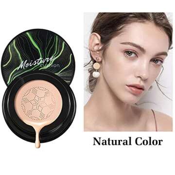 Air Cushion CC Cream Moisturizing Concealer with Mushroom Sponge for Flawless Skin