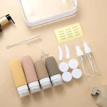 Mrsdry 16 Pack Travel Bottles Set, TSA Approved Leak Proof Silicone Squeezable Containers for Toiletries, Refillable Travel Accessories for Conditioner, Shampoo, Lotion & Body Wash Accessories