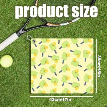 Pickleball Towel & Carabiner Clip, 15x17in Microfibre Pickle Ball Towels for Women Men Microfiber Sp...