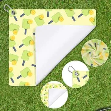 Pickleball Towel & Carabiner Clip, 15x17in Microfibre Pickle Ball Towels for Women Men Microfiber Sports Golf Towel Bags Prints Pickleball Accessories Blanket Funny Gifts for Pickleball Lovers