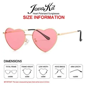 JOVAKIT Polarized Heart Sunglasses for Women Fashion Lovely Style Metal Frame UV400 Protection Lens (Gold/Pink)