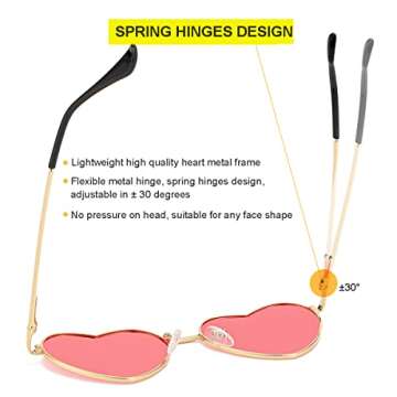 JOVAKIT Polarized Heart Sunglasses for Women Fashion Lovely Style Metal Frame UV400 Protection Lens (Gold/Pink)