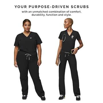 FIGS Livingston Basic Scrub Pants for Women – Black, L Petite