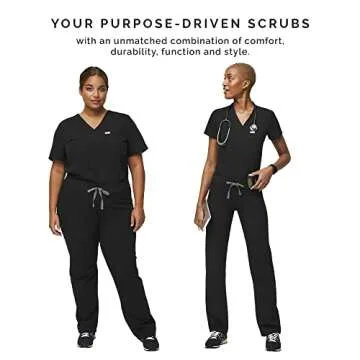 FIGS Livingston Basic Scrub Pants for Women – Black, L Petite