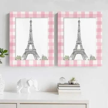 Pinks and White Checker 8x10 Picture Frame Checkered 8x10 Photo Frame for Wall Hanging & Desk Decor, Bedroom Living Room Picture Frame for Photos Decor Gifts