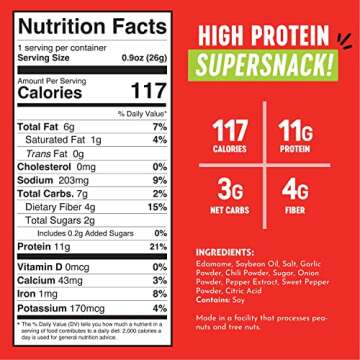 The Only Bean Crunchy Roasted Edamame Snacks Pack - Sriracha Flavor, Protein-Packed, Keto-Friendly, ...