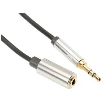 Amazon Basics 3.5mm Auxiliary Male to Female Jack Audio Extension Cable, Adapter for Headphone or Smartphone, 12 Foot, Black, AZ35MF02