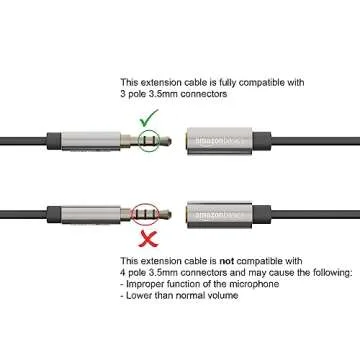 Amazon Basics 3.5mm Auxiliary Male to Female Jack Audio Extension Cable, Adapter for Headphone or Smartphone, 12 Foot, Black, AZ35MF02