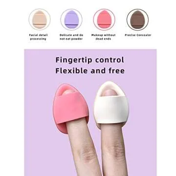 RUBIXIAN Finger Puff 4 Pcs Mini Triangle Makeup Puff for women Super Soft Beauty Makeup Tools Suitable for Loose and Body Powder (2 Color 1 Set)