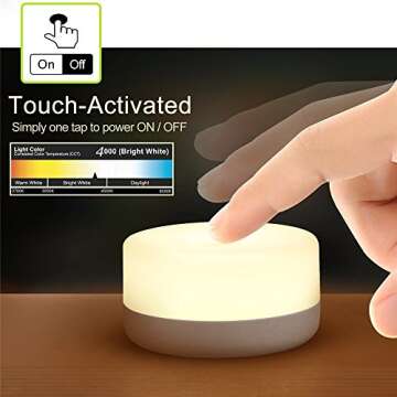 RTSU Rechargeable Mini Touch Night Light, Wireless LED Lamp for Kids - Portable, Dimmable Nursery La...
