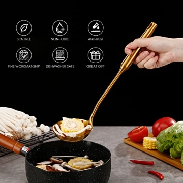 Gold Kitchen Utensils Set with Rotating Holder – 7 Piece