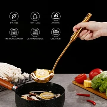 Gold Kitchen Utensils Set with Rotating Holder – 7 Piece