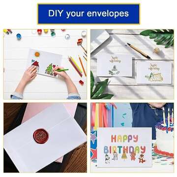 HappyHapi 100 Pack 5x7 Envelopes for Invitations, A7 Printable White Envelopes, Envelopes Self Seal for Weddings, Invitations, Photos, Postcards, Greeting Cards, Mailing