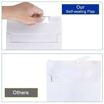 HappyHapi 100 Pack 5x7 Envelopes for Invitations, A7 Printable White Envelopes, Envelopes Self Seal for Weddings, Invitations, Photos, Postcards, Greeting Cards, Mailing