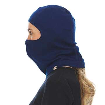 100% Merino Wool Balaclava - Winter Ski Mask - Face Mask - Cold Weather Gear - Navy - One Size