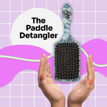 Wet Brush Paddle Shine Enhancer with Argan Oil, Distressed Wood - Ultra-Soft IntelliFlex Detangling ...