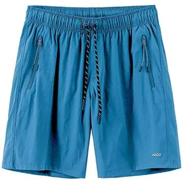 HODOSPORTS Mens No Liner Swim Trunks Quick-Dry with Zipper Pockets Peacock Blue