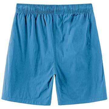 HODOSPORTS Mens No Liner Swim Trunks Quick-Dry with Zipper Pockets Peacock Blue