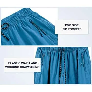 HODOSPORTS Mens No Liner Swim Trunks Quick-Dry with Zipper Pockets Peacock Blue