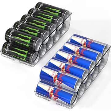 Simple Houseware Skinny Can Organizer for Pantry/Refrigerator, Clear, Set of 2