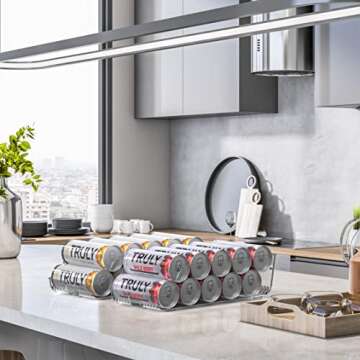 Simple Houseware Skinny Can Organizer for Pantry/Refrigerator, Clear, Set of 2