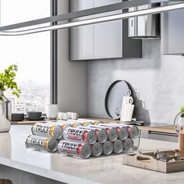 Simple Houseware Skinny Can Organizer for Pantry/Refrigerator, Clear, Set of 2