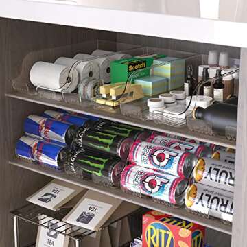 Simple Houseware Skinny Can Organizer for Pantry/Refrigerator, Clear, Set of 2