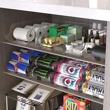 Simple Houseware Skinny Can Organizer for Pantry/Refrigerator, Clear, Set of 2