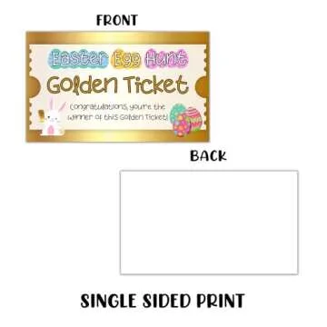 Golden Ticket Easter Egg Hunt Cards | 30 Pk 2x3.5” to put inside Neighborhood Prize Egg Game Labels Tags Bulk Gold Tickets