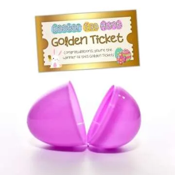 Golden Ticket Easter Egg Hunt Cards | 30 Pk 2x3.5” to put inside Neighborhood Prize Egg Game Labels Tags Bulk Gold Tickets