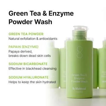 BY WISHTREND] Green Tea & Enzyme Powder Face Wash, All-in-one, Hydrating daily facial cleanser and Gentle exfoliator for pores and blackheads (3.88 Ounce (Pack of 1))