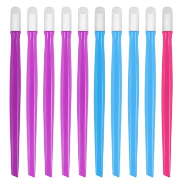 10pcs Rubber Nail Cuticle Pusher Tipped Plastic Handle Nail Art Tool Nail Acrylic Cuticle Pusher Cle...