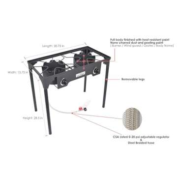 Portable COOKAMP Double Propane Burner for Outdoor Cooking