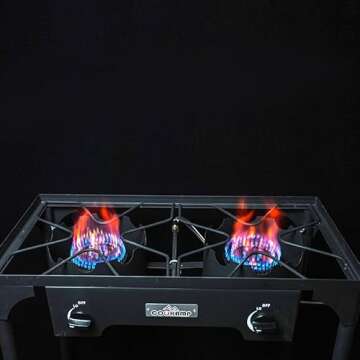 Portable COOKAMP Double Propane Burner for Outdoor Cooking