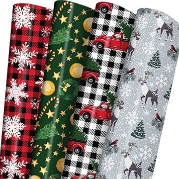 GIOLNIAY Jumbo Christmas Wrapping Paper - 6 Sheets of Holiday Joy