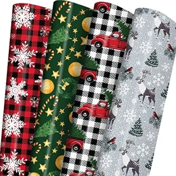 GIOLNIAY Jumbo Christmas Wrapping Paper - 6 Sheets of Holiday Joy