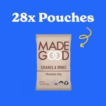 MadeGood Chocolate Chip Granola Minis - Organic, Nut-Free Snacks 28 Count